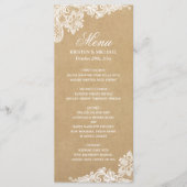Elegant White Lace Kraft Weddenrenmenu Menu (Voorkant)