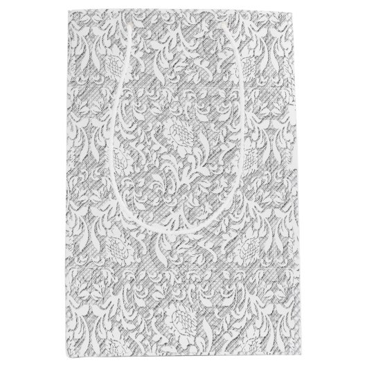 Elegant White Lace Medium Cadeauzakje (Voorkant)
