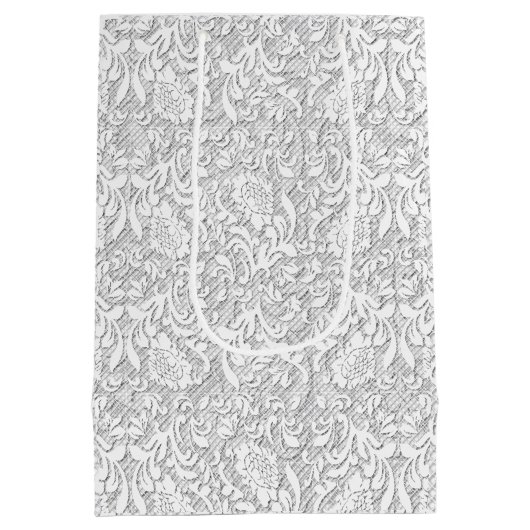 Elegant White Lace Medium Cadeauzakje (Achterkant)