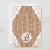 Elegant White Lace over Burlap Jute Kaart (Achterkant)