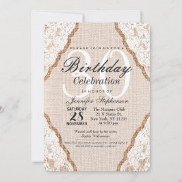 Elegant White Lace over Burlap Jute Kaart