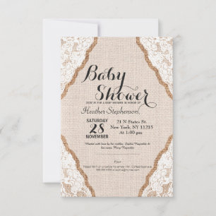 Elegant White Lace over Burlap Jute Kaart