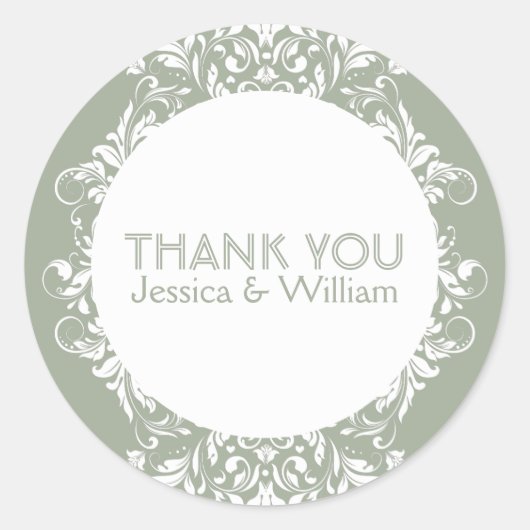 Elegant White Lace over Sage Green Ronde Sticker (Voorkant)