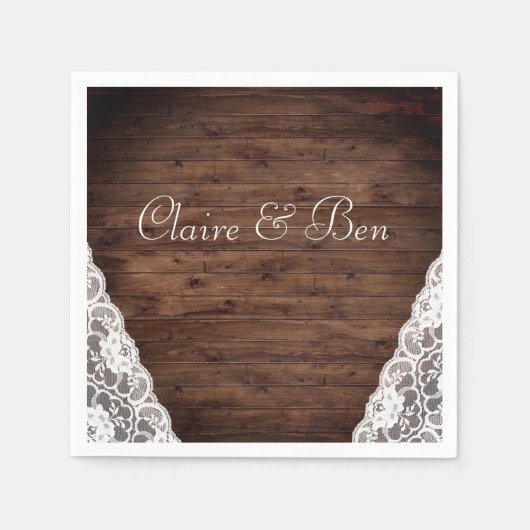 Elegant  White Lace Rustic Wedding Servetten (Voorkant)