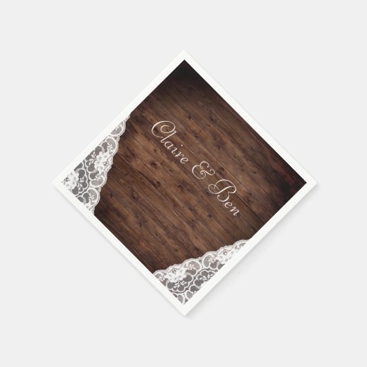 Elegant  White Lace Rustic Wedding Servetten (Hoek)