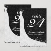 Elegant White Lace Wedding Dress Table Number Kaart (Voorkant / Achterkant)
