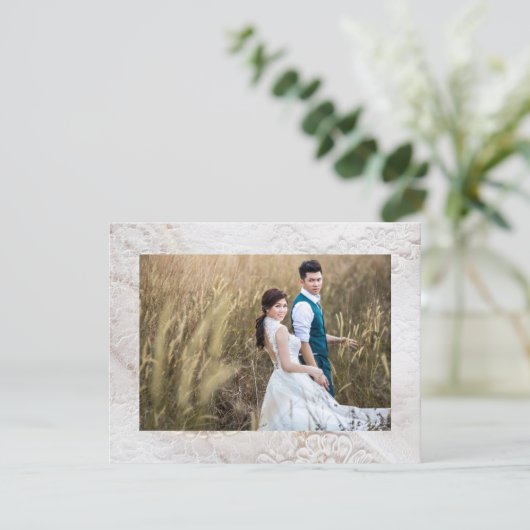 Elegant White Lace Wedding Foto: Dank je wel (Staand voorkant)