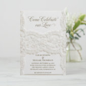 Elegant White Lace Wedding Invitation Kaart (Staand voorkant)