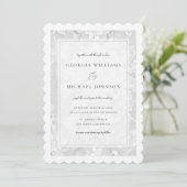 Elegant White Lace Wedding Kaart (Staand voorkant)