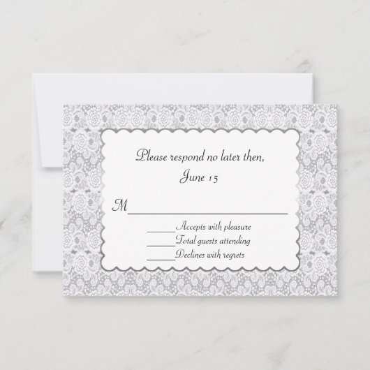 Elegant White Lace Wedding Response Kaart (Voorkant)