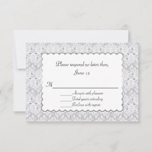 Elegant White Lace Wedding Response Kaart