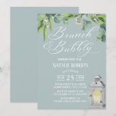 Elegant White Lantern & Foliage Bridal Brunch Kaart (Voorkant / Achterkant)