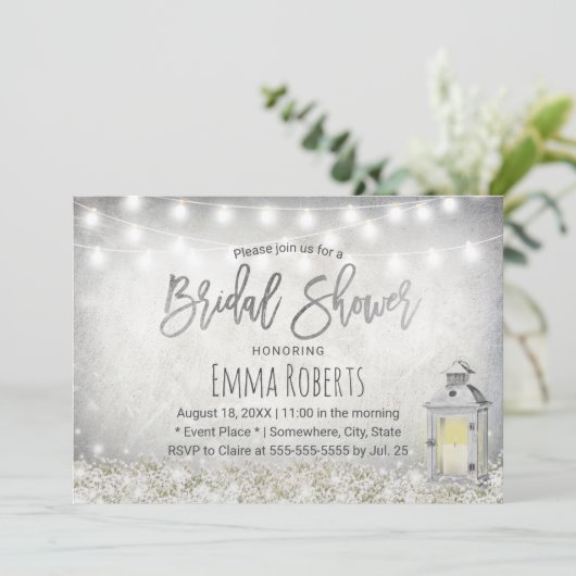 Elegant White Lantern Rustic Floral Vrijgezellenfe Kaart (Staand voorkant)