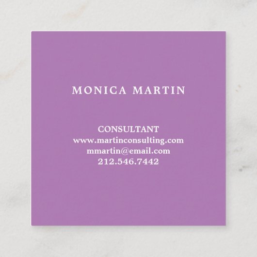 Elegant White Laurel Wreath on Lavender Vierkante Visitekaartje (Achterkant)