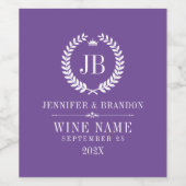 Elegant White Laurel Wreath op Paars Wijn Etiket (Enkel label)