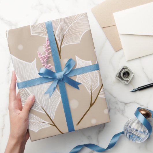 Elegant white leaf wrapping papier | Minimal Botan (Geschenken)