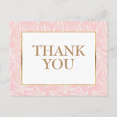Elegant White Leaves on Pink Gold Hartelijk dank Briefkaart (Voorkant)