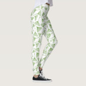 Elegant white leggings with green ginkgo leaf (Rechts)