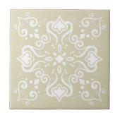 Elegant White Light Beige Azulejo Pattern A01c Tegeltje (Voorkant)