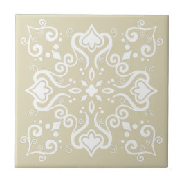 Elegant White Light Beige Azulejo Pattern A01c Tegeltje