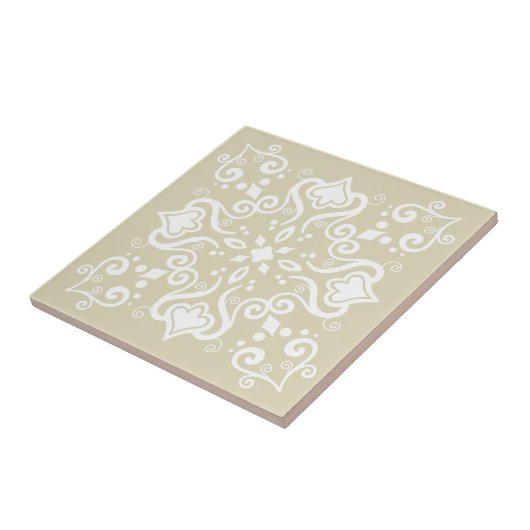 Elegant White Light Beige Azulejo Pattern A01c Tegeltje (Zijkant)
