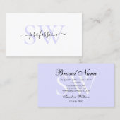 Elegant White Light Pastel Baby Blue met Initialen Visitekaartje (Voorkant / Achterkant)