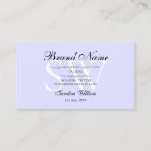 Elegant White Light Pastel Baby Blue met Initialen Visitekaartje (Achterkant)