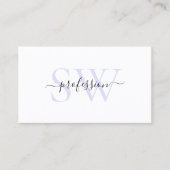 Elegant White Light Pastel Baby Blue met Initialen Visitekaartje (Voorkant)