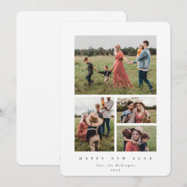 Elegant White Lijst 4 Foto Happy Nieuwjaar Feestdagenkaart