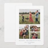 Elegant White Lijst 4 Foto Happy Thanksgiving Feestdagenkaart (Voorkant / Achterkant)