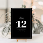 Elegant white lijst bruiloft table number kaart<br><div class="desc">ontwerp van wit lijst met zwart-wit trouwlijstnummer.</div>