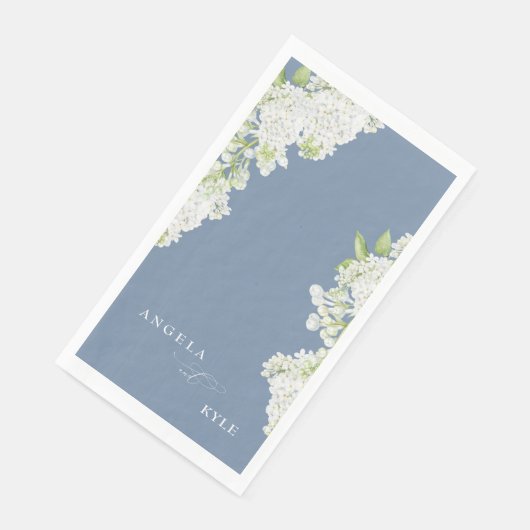 Elegant White Lilacs Periwinkle Custom Guest Servet (Hoek)