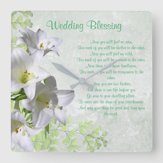 Elegant White Lilies Apache Wedding Blessing Vierkante Klok (Voorkant)