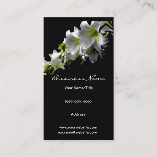 Elegant White Lilies Business/Profile Card Visitekaartje (Voorkant)