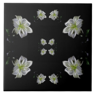 Elegant White Lilies Floral Tegeltje