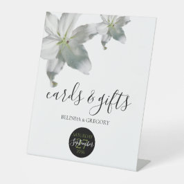 Elegant White Lilies Wedding Cards & Gifts Reclamebord Met Voetstuk