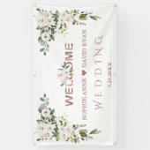 Elegant White Lilies Wedding Gold Welkomstbord Spandoek (Verticaal)