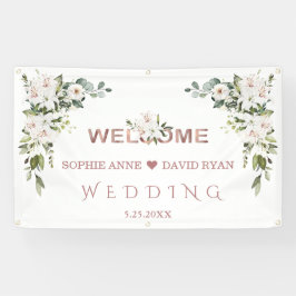 Elegant White Lilies Wedding Gold Welkomstbord Spandoek