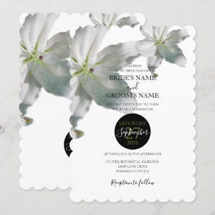 Elegant White Lilies Wedding Invitations Kaart
