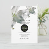Elegant White Lilies Wedding Invitations Kaart (Staand voorkant)
