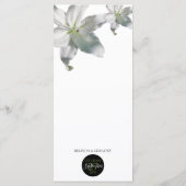 Elegant White Lilies Wedding Menu (Achterkant)