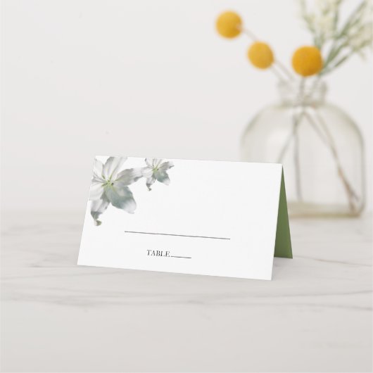 Elegant White Lilies Wedding Place Card Plaatskaartje (Voorkant)