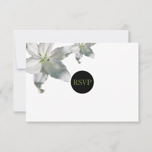 Elegant White Lilies Wedding RSVP Kaarten (Achterkant)