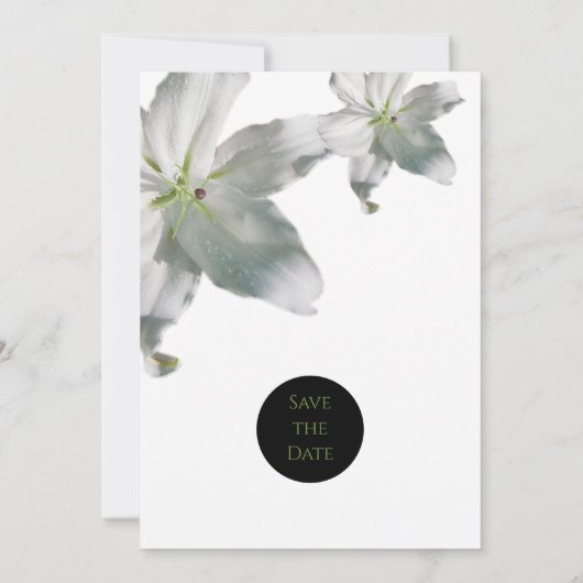 Elegant White Lilies Wedding Save the Date (Achterkant)