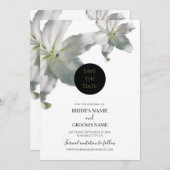 Elegant White Lilies Wedding Save the Date (Voorkant / Achterkant)