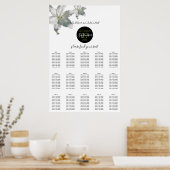Elegant White Lilies Wedding Seding Chart Poster (Keuken)