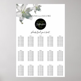 Elegant White Lilies Wedding Seding Chart Poster