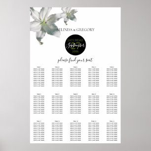 Elegant White Lilies Wedding Seding Chart Poster