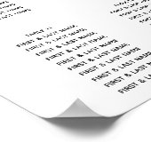 Elegant White Lilies Wedding Seding Chart Poster (Hoek)