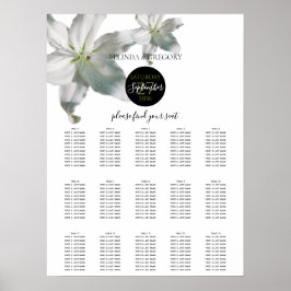 Elegant White Lilies Wedding Seding Chart Poster